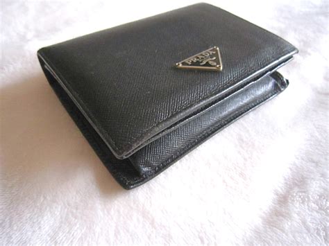 prada black saffiano leather bifold wallet|authentic prada wallet.